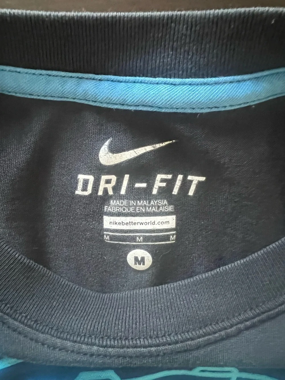 Nike basketball dri fit, black and blue graphic T-shirt, size medium